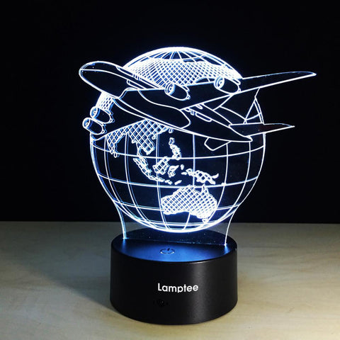 Image of Other Fashion Airplane Earth 3D Illusion Lamp Night Light 3DL164