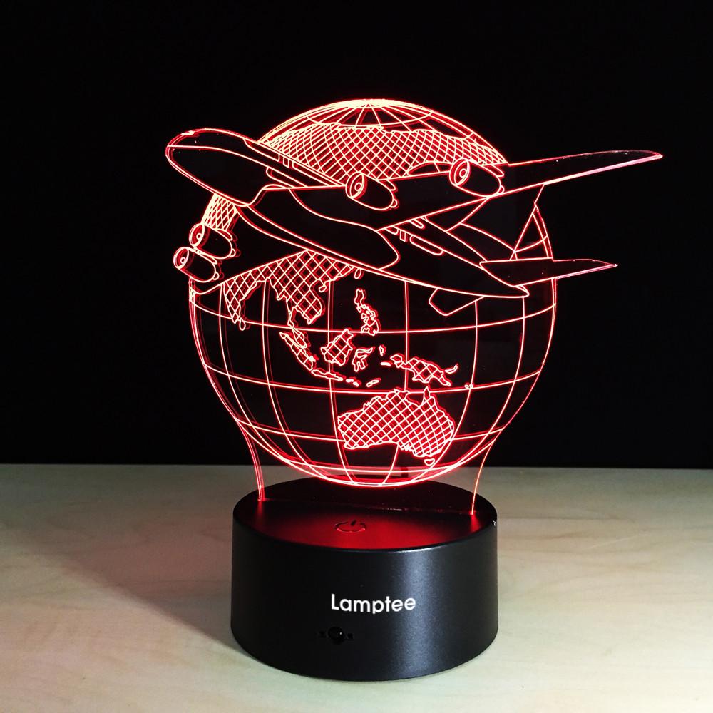 Other Fashion Airplane Earth 3D Illusion Lamp Night Light 3DL164