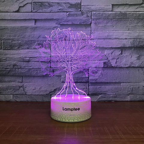 Image of Crack Lighting Base Plant Bare Tree 3D Illusion Lamp Night Light 3DL1645