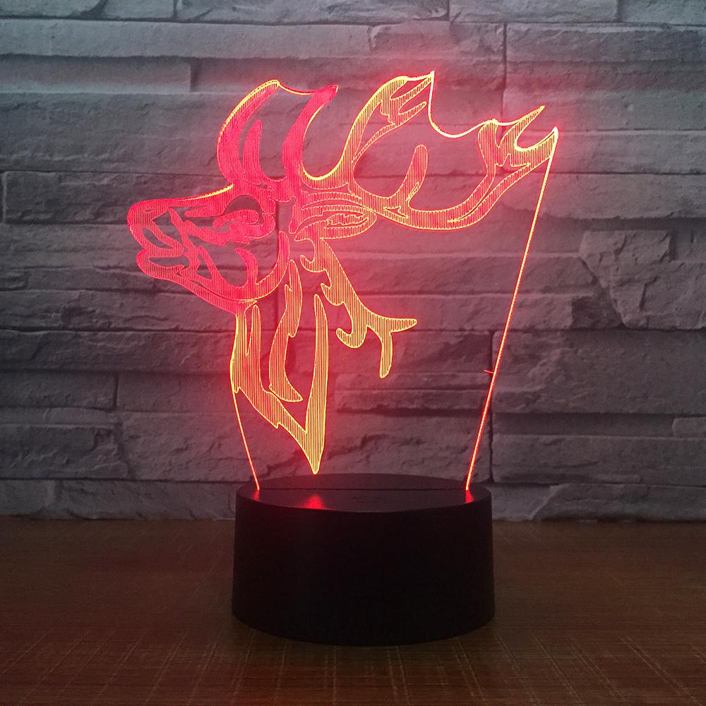 Animal Reindeer Head 3D Illusion Night Light Lamp 3DL1651