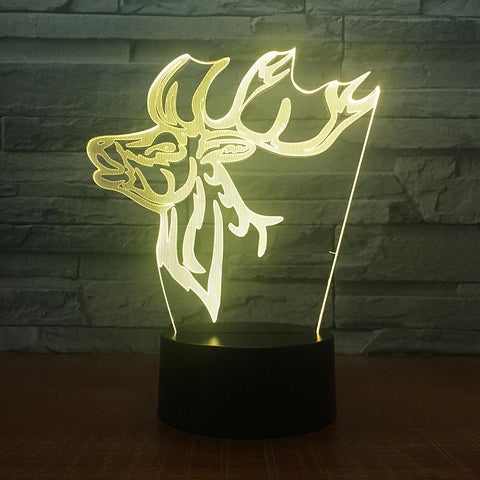 Image of Animal Reindeer Head 3D Illusion Night Light Lamp 3DL1651