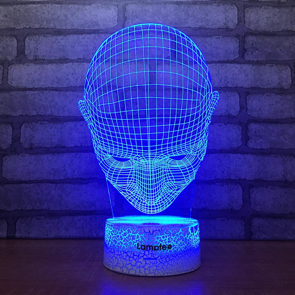 Crack Lighting Base Art Human Head Look Down Image 3D Illusion Lamp Night Light 3DL1656