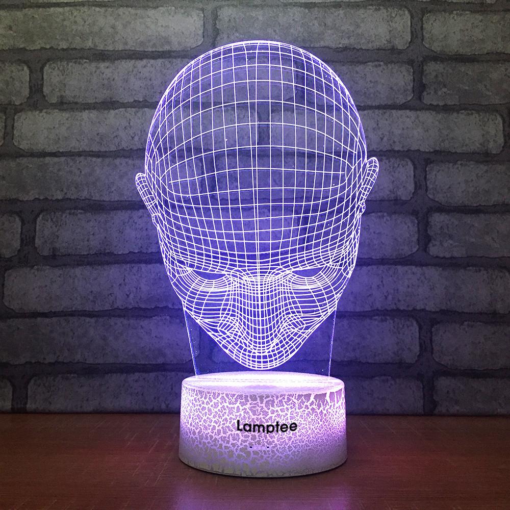 Crack Lighting Base Art Human Head Look Down Image 3D Illusion Lamp Night Light 3DL1656