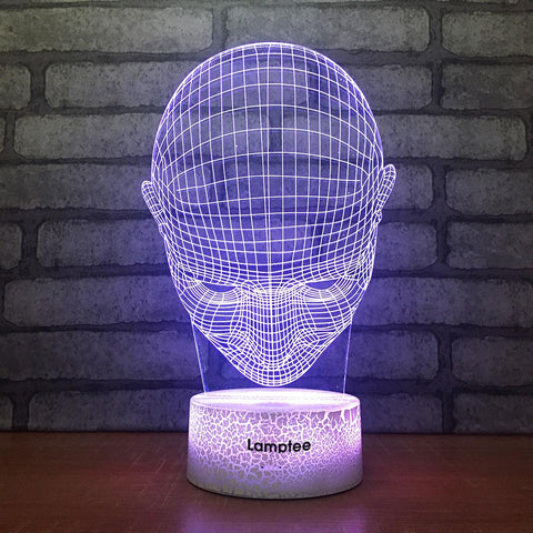 Image of Crack Lighting Base Art Human Head Look Down Image 3D Illusion Lamp Night Light 3DL1656