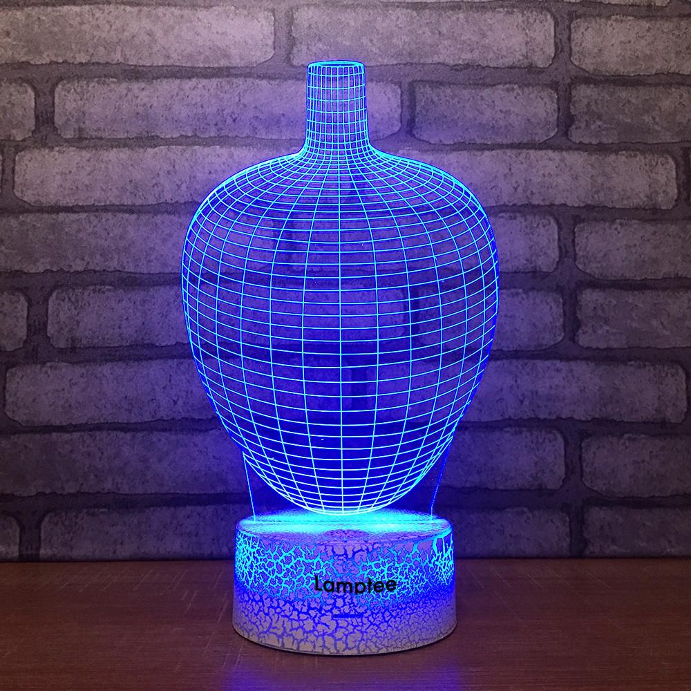 Crack Lighting Base Abstract Chinese Vase Shaped 3D Illusion Night Light Lamp 3DL1658