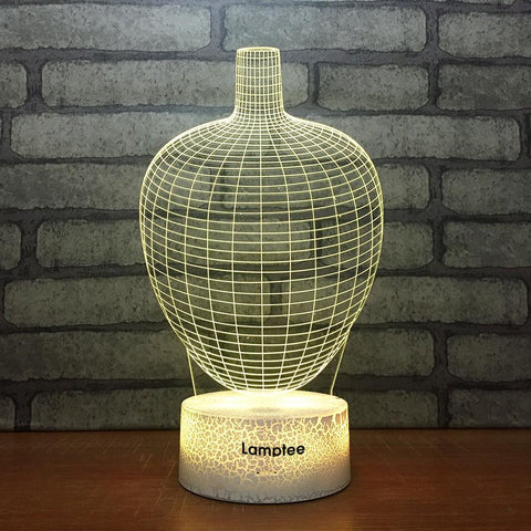 Image of Crack Lighting Base Abstract Chinese Vase Shaped 3D Illusion Night Light Lamp 3DL1658