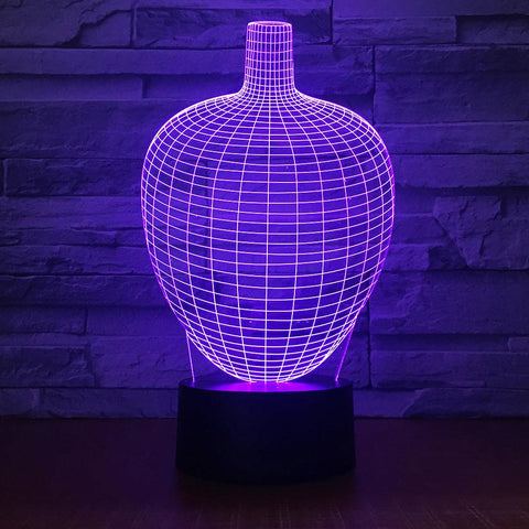 Image of Abstract Chinese Vase Shaped 3D Illusion Night Light Lamp 3DL1658