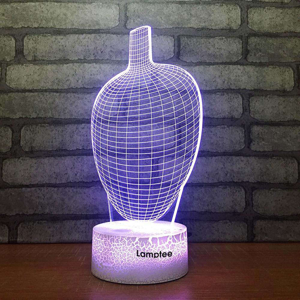 Crack Lighting Base Abstract Chinese Vase Shaped 3D Illusion Night Light Lamp 3DL1658