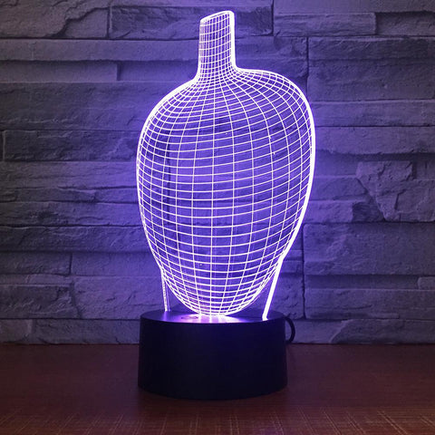 Image of Abstract Chinese Vase Shaped 3D Illusion Night Light Lamp 3DL1658