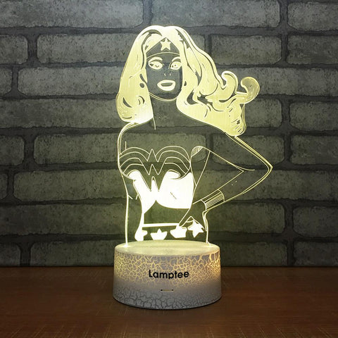 Image of Crack Lighting Base Anime Wonder Woman Gal Gadot 3D Illusion Lamp Night Light 3DL1663