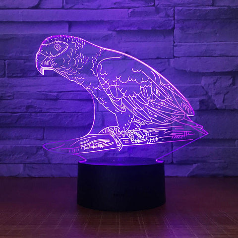 Image of Animal Parrot 3D Illusion Lamp Night Light 3DL1666