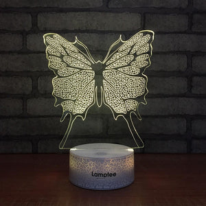 Crack Lighting Base Animal Butterfly 3D Illusion Lamp Night Light 3DL167