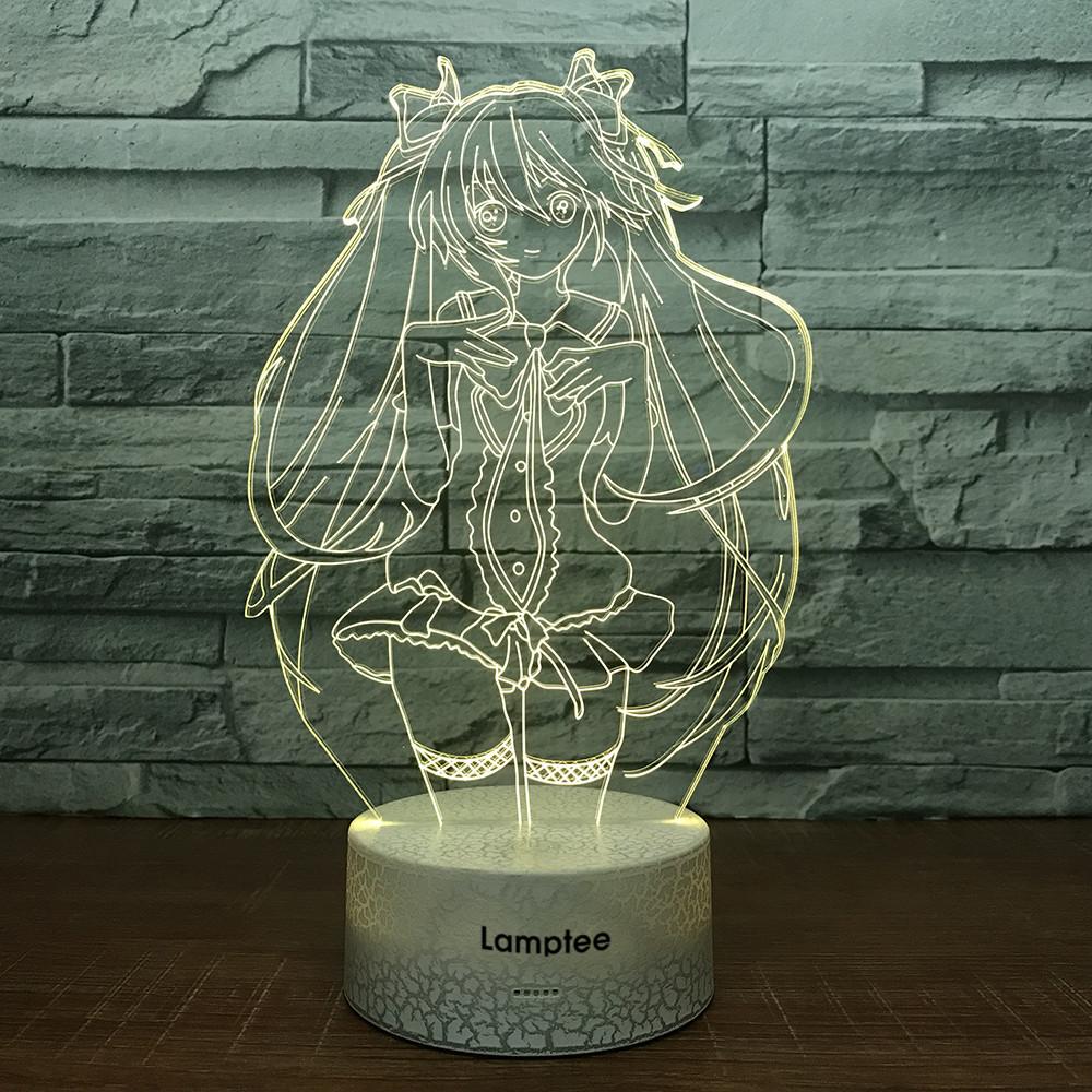 Crack Lighting Base Anime Nijigen Anime Girl 3D Illusion Lamp Night Light 3DL1671