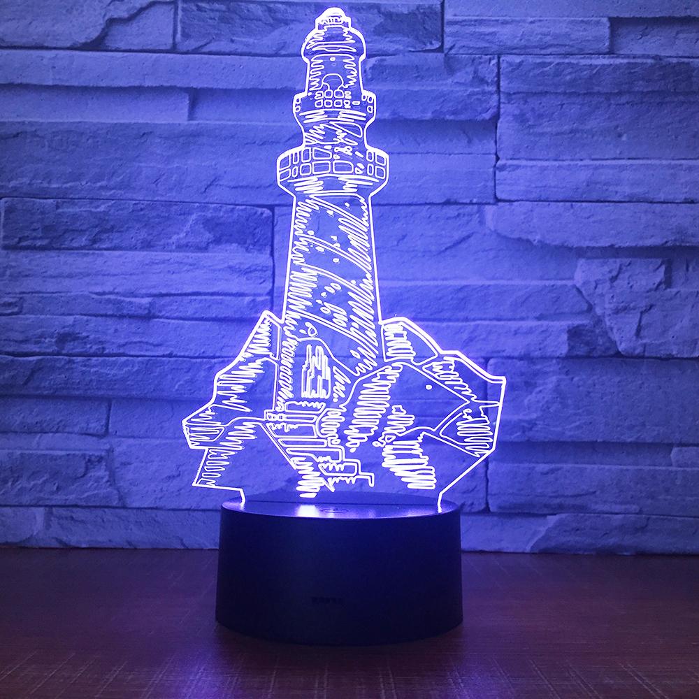 Building Lighthouse Decor 3D Illusion Lamp Night Light 3DL1672