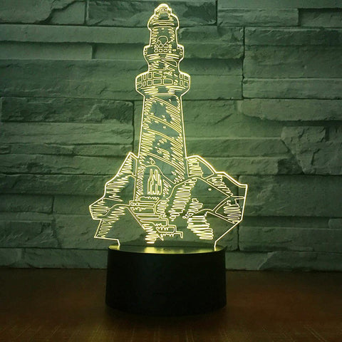 Image of Building Lighthouse Decor 3D Illusion Lamp Night Light 3DL1672