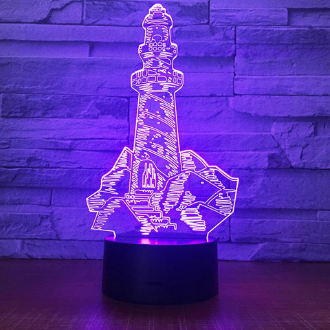 Image of Building Lighthouse Decor 3D Illusion Lamp Night Light 3DL1672