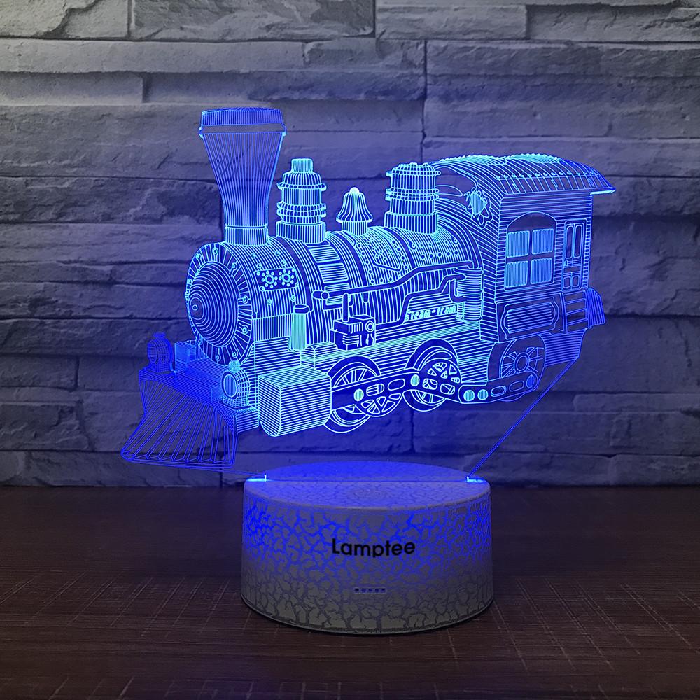 Crack Lighting Base Traffic Steam Train 3D Illusion Lamp Night Light 3DL1679