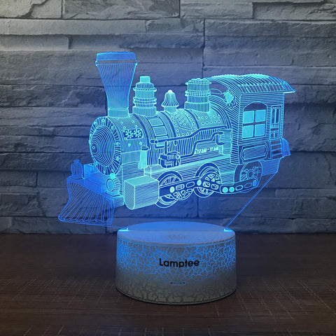 Image of Crack Lighting Base Traffic Steam Train 3D Illusion Lamp Night Light 3DL1679