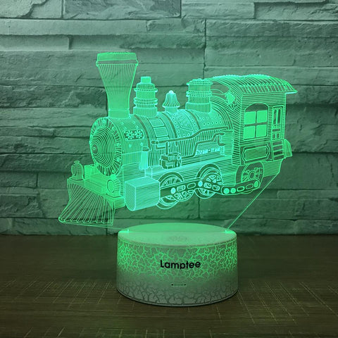 Image of Crack Lighting Base Traffic Steam Train 3D Illusion Lamp Night Light 3DL1679