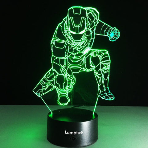 Image of Anime Marvel Iron Man Figures 3D Illusion Lamp Night Light 3DL168