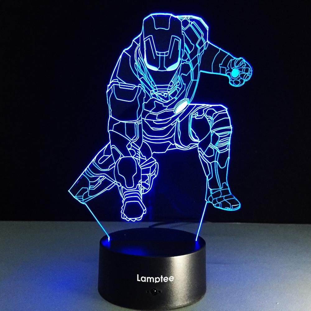 Anime Marvel Iron Man Figures 3D Illusion Lamp Night Light 3DL168