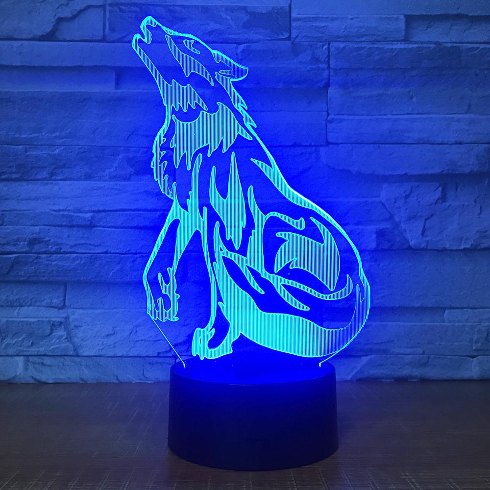 Animal Wolf Dog 3D Illusion Lamp Night Light 3DL1690
