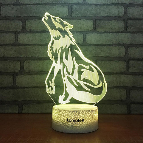 Image of Crack Lighting Base Animal Wolf Dog 3D Illusion Lamp Night Light 3DL1690