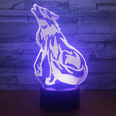 Image of Animal Wolf Dog 3D Illusion Lamp Night Light 3DL1690