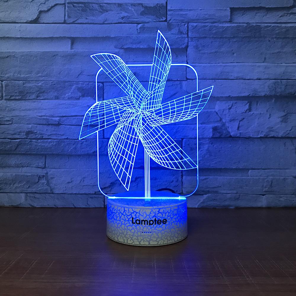 Crack Lighting Base Art Windmill Decor 3D Illusion Lamp Night Light 3DL1695