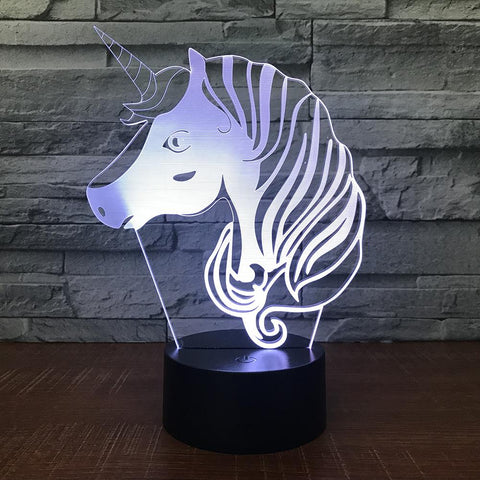 Image of Animal Unicorn Head 3D Illusion Lamp Night Light 3DL1697