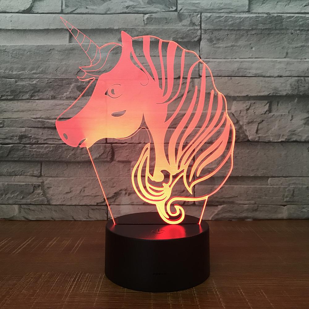 Animal Unicorn Head 3D Illusion Lamp Night Light 3DL1697