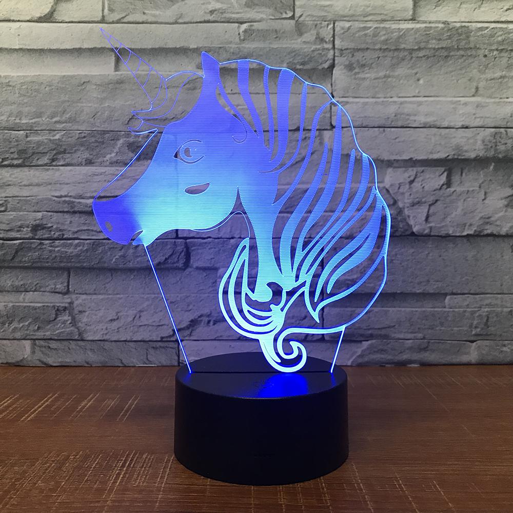 Animal Unicorn Head 3D Illusion Lamp Night Light 3DL1697