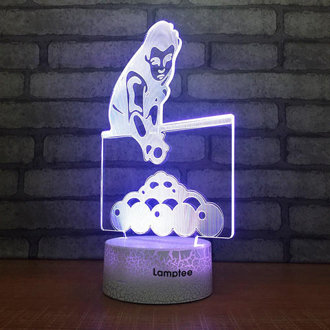 Image of Crack Lighting Base Sport Snooker And Player 3D Illusion Lamp Night Light 3DL1699