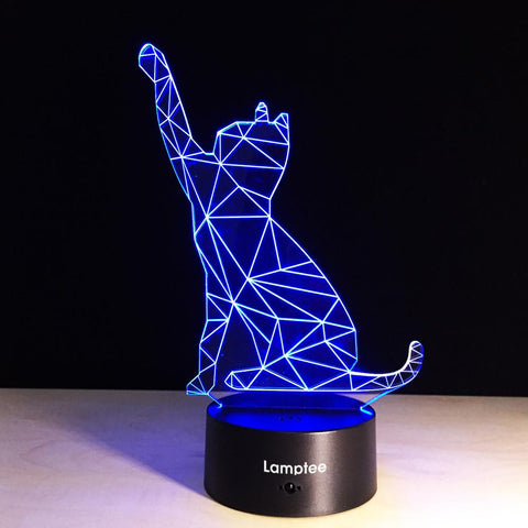 Image of Animal Cat Shape 3D Illusion Lamp Night Light 3DL170