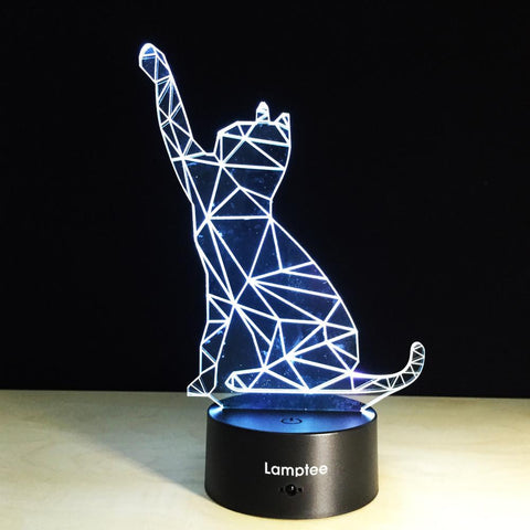 Image of Animal Cat Shape 3D Illusion Lamp Night Light 3DL170