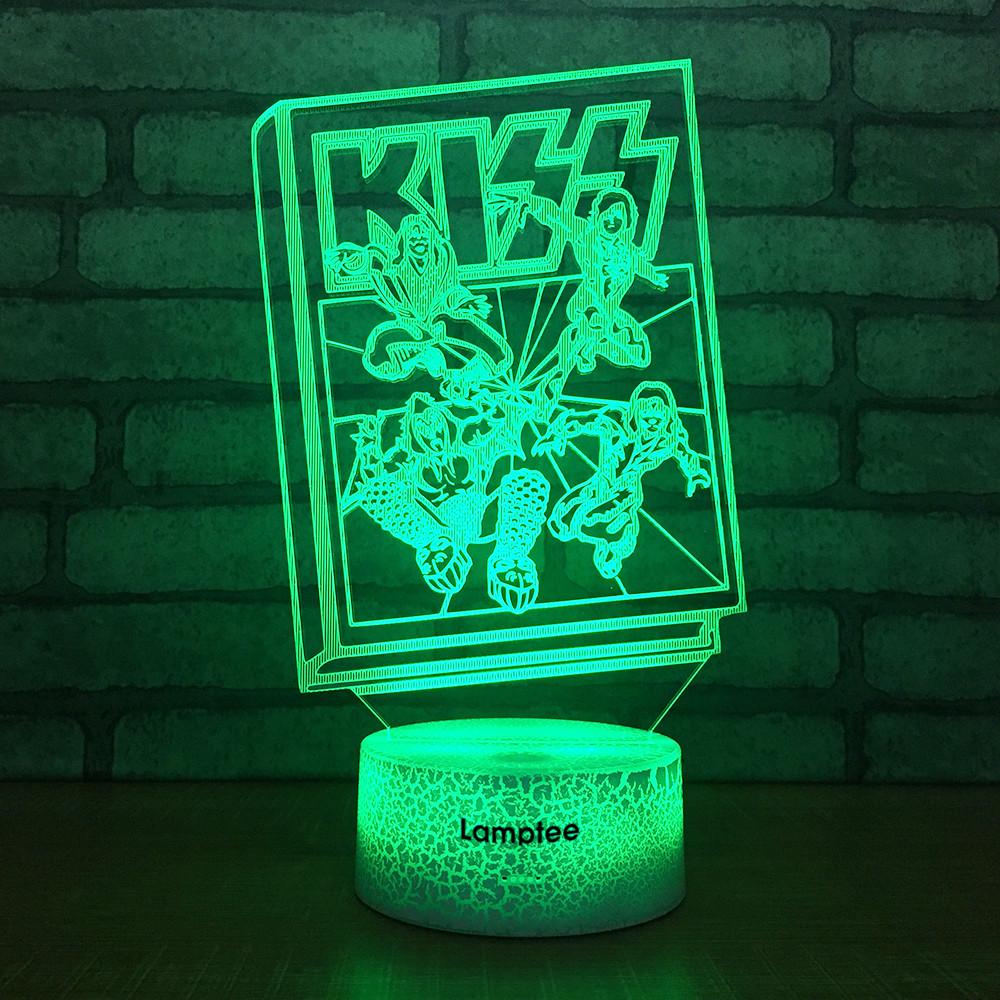 Crack Lighting Base Art Band Kiss 3D Illusion Lamp Night Light 3DL1703