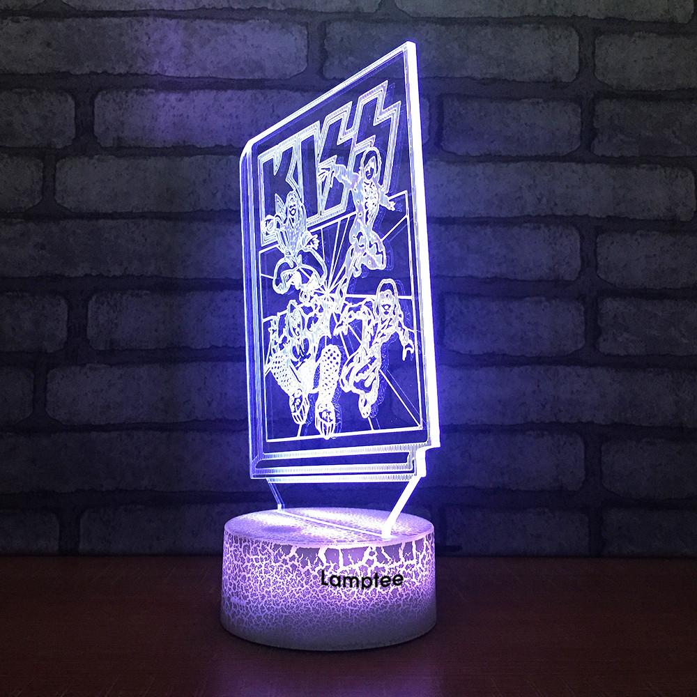 Crack Lighting Base Art Band Kiss 3D Illusion Lamp Night Light 3DL1703