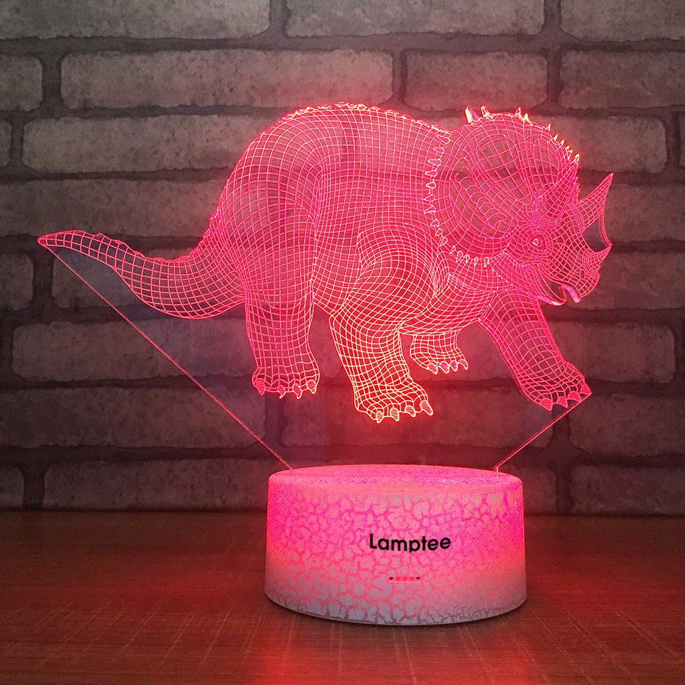 Crack Lighting Base Animal Triceratops Dinosaur 3D Illusion Lamp Night Light 3DL1704