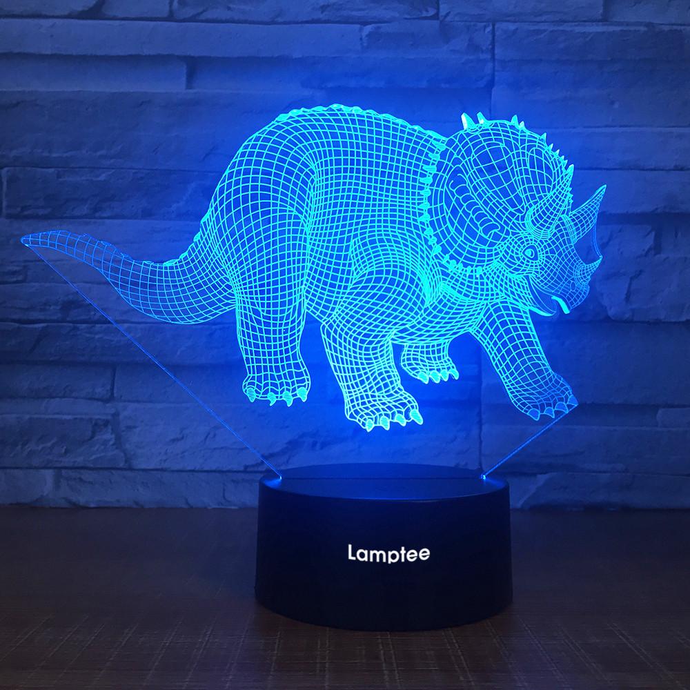 Animal Triceratops Dinosaur 3D Illusion Lamp Night Light 3DL1704