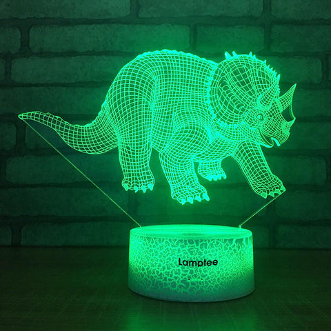 Image of Crack Lighting Base Animal Triceratops Dinosaur 3D Illusion Lamp Night Light 3DL1704