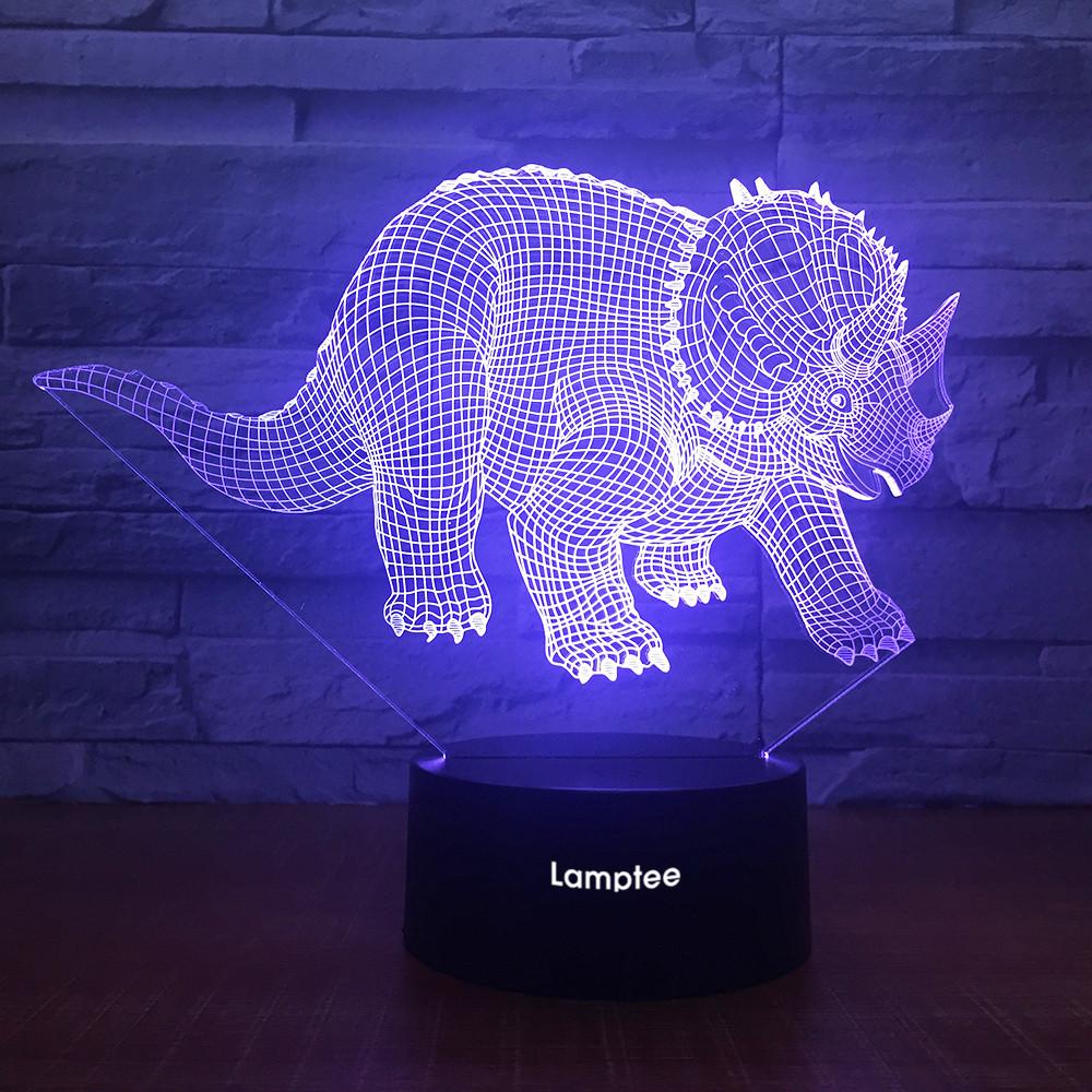 Animal Triceratops Dinosaur 3D Illusion Lamp Night Light 3DL1704