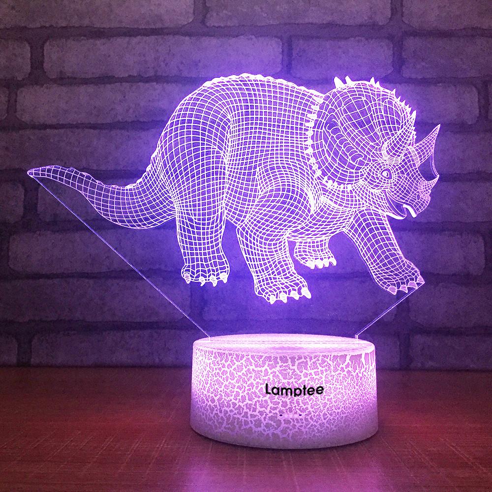 Crack Lighting Base Animal Triceratops Dinosaur 3D Illusion Lamp Night Light 3DL1704