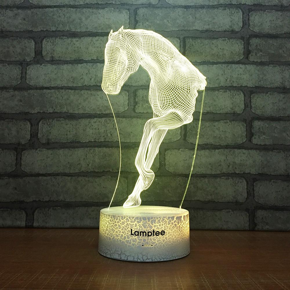 Crack Lighting Base Art Horse Statue 3D Illusion Lamp Night Light 3DL1705