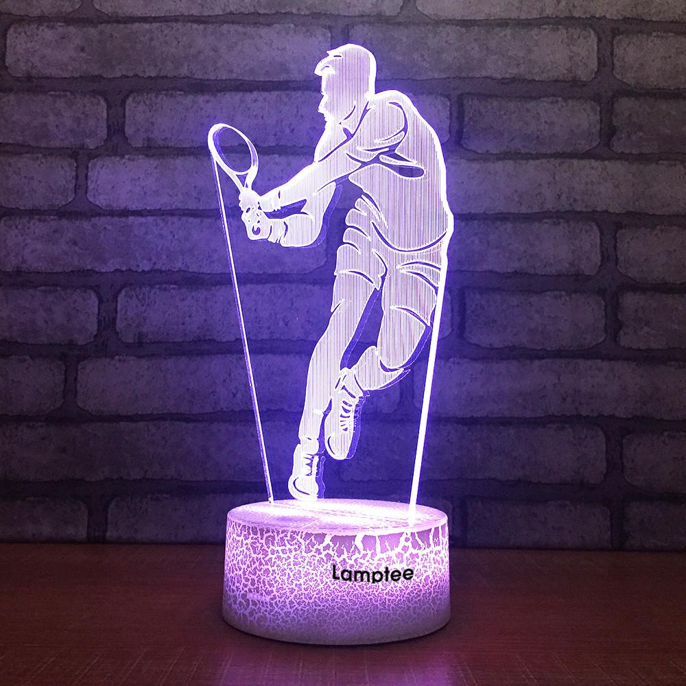 Crack Lighting Base Sport Playing Tennis Figure 3D Illusion Lamp Night Light 3DL1708