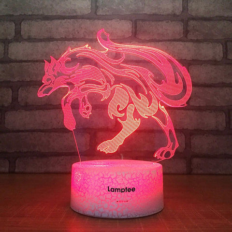 Image of Crack Lighting Base Animal Wolf Decor 3D Illusion Lamp Night Light 3DL1710