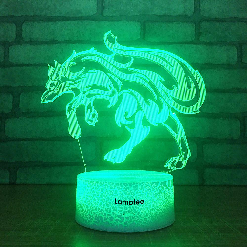Crack Lighting Base Animal Wolf Decor 3D Illusion Lamp Night Light 3DL1710