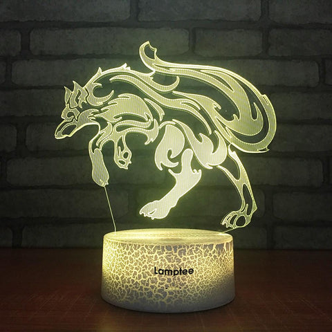 Image of Crack Lighting Base Animal Wolf Decor 3D Illusion Lamp Night Light 3DL1710
