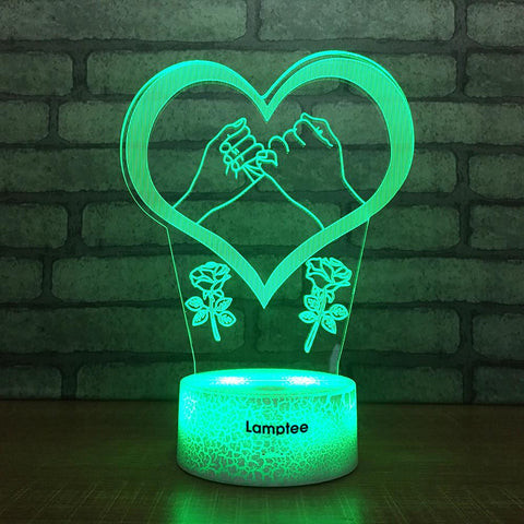 Image of Crack Lighting Base Festival Love Heart Valentine 3D Illusion Lamp Night Light 3DL1716