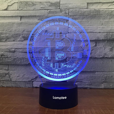 Image of Art BitCoin Coin Model 3D Illusion Night Light Lamp 3DL1721