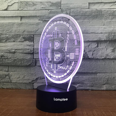 Image of Art BitCoin Coin Model 3D Illusion Night Light Lamp 3DL1721